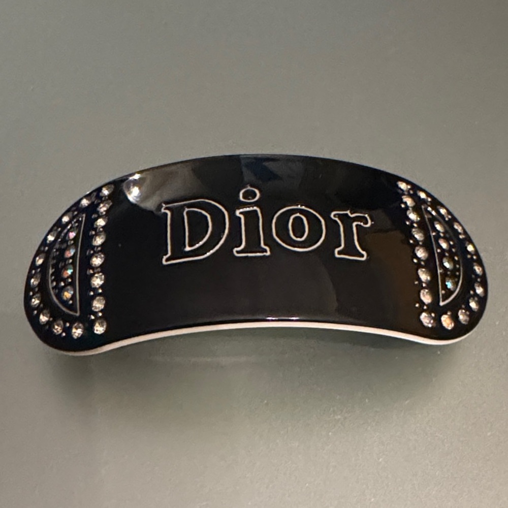 Vintage Dior Black and Silver Embellished Hair Clip